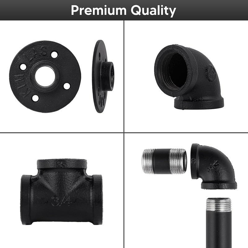 Senmit Stair Handrail for Indoor Stairs - 3 Feet Wall Mount Industrial Iron Pipe - Metal Railing Non-Slip Grab Bar - Stairs Porch Deck Hand Rail Matte Black - Image 3